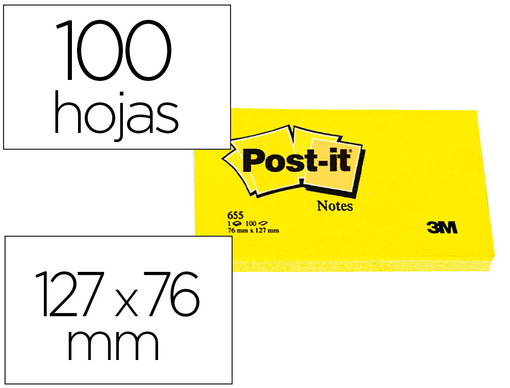 BLOCO DE NOTAS ADESIVAS POST-IT POST-IT AMARELO 76 X 127 MM