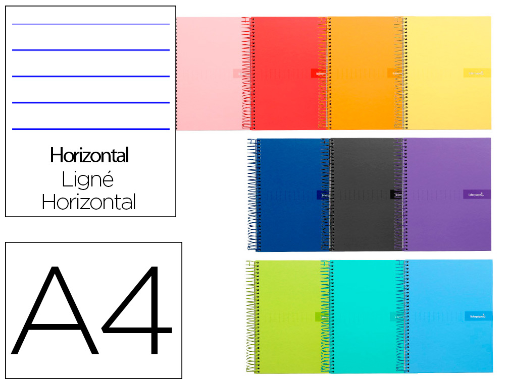 CADERNO ESPIRAL LIDERPAPEL DIN A4 CRAFTY CAPA FORRADA 80 F 90 GR PAUTADO COM MARGEM CORES SORTIDAS