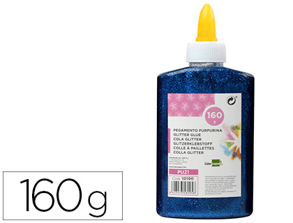 COLA PURPURINA LIDERPAPEL FANTASIA AZUL METALIZADO FRASCO DE 160 GR