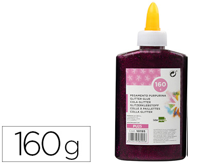 COLA PURPURINA LIDERPAPEL FANTASIA VIOLETA METALIZADO FRASCO DE 160 GR