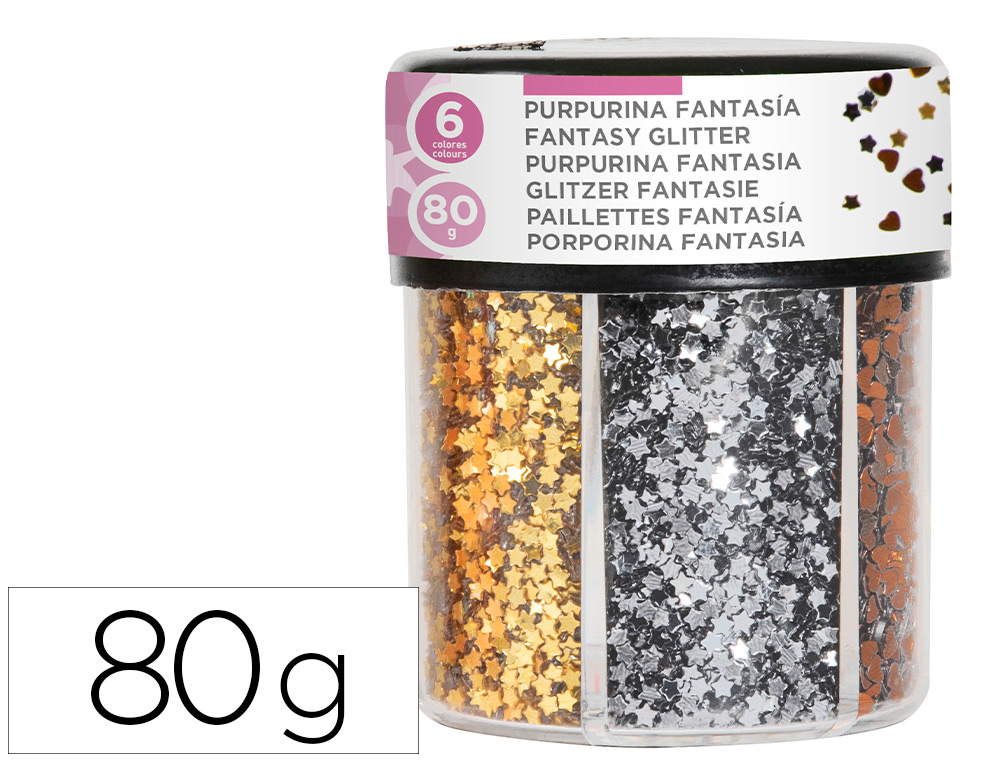 PUPURINA LIDERPAPEL FORMA CORACAO E ESTRELA COR OURO E PRATA FRASCO DE 75GR