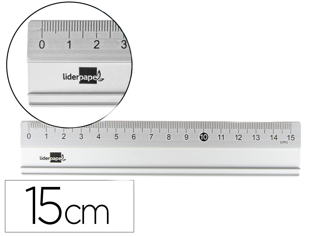 REGUA LIDERPAPEL 15 CM ALUMINIO COR PRATA
