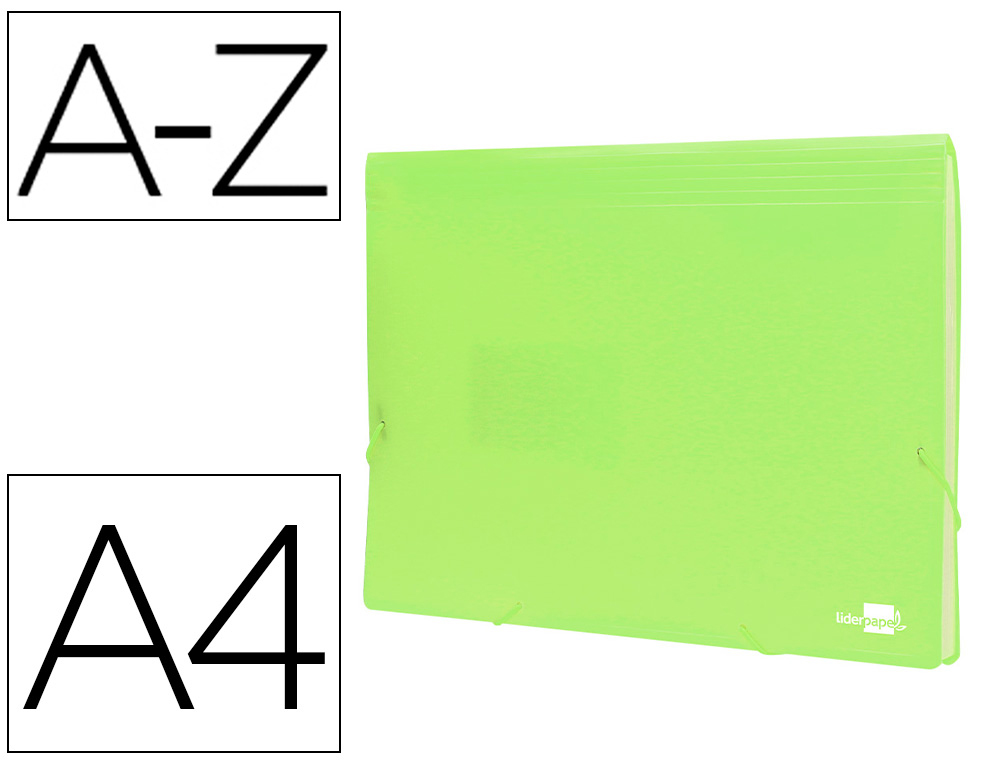 PASTA CLASSIFICADORA COM FOLE LIDERPAPEL POLIPROPILENO DIN A4 AMARELO FLUOR OPACO 13 DEPARTAMENTOS