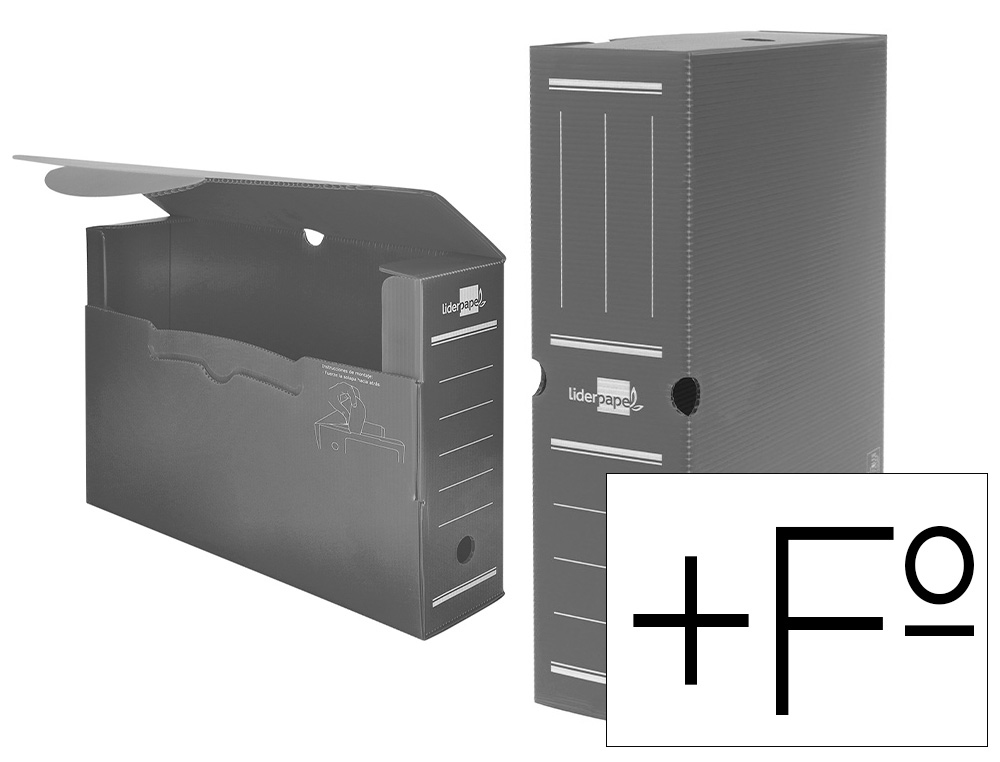 CAIXA PARA ARQUIVO DEFINITIVO LIDERPAPEL POLIPROPILENO CINZA FORMATO 387X275X105 MM