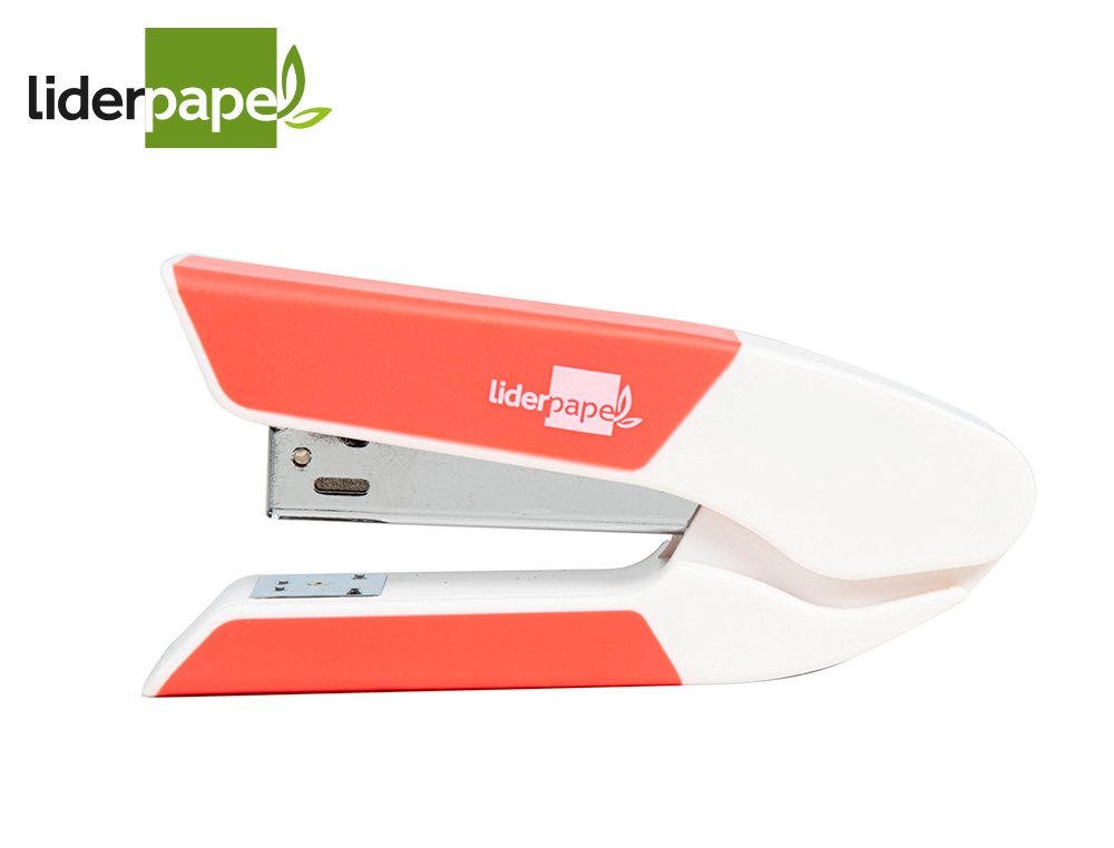 AGRAFADOR LIDERPAPEL COM OFERTA DE SACA AGRAFES E CAIXA DE 1000 AGRAFES 22/6 24/6 CAPACIDADE 20F COR CORAL