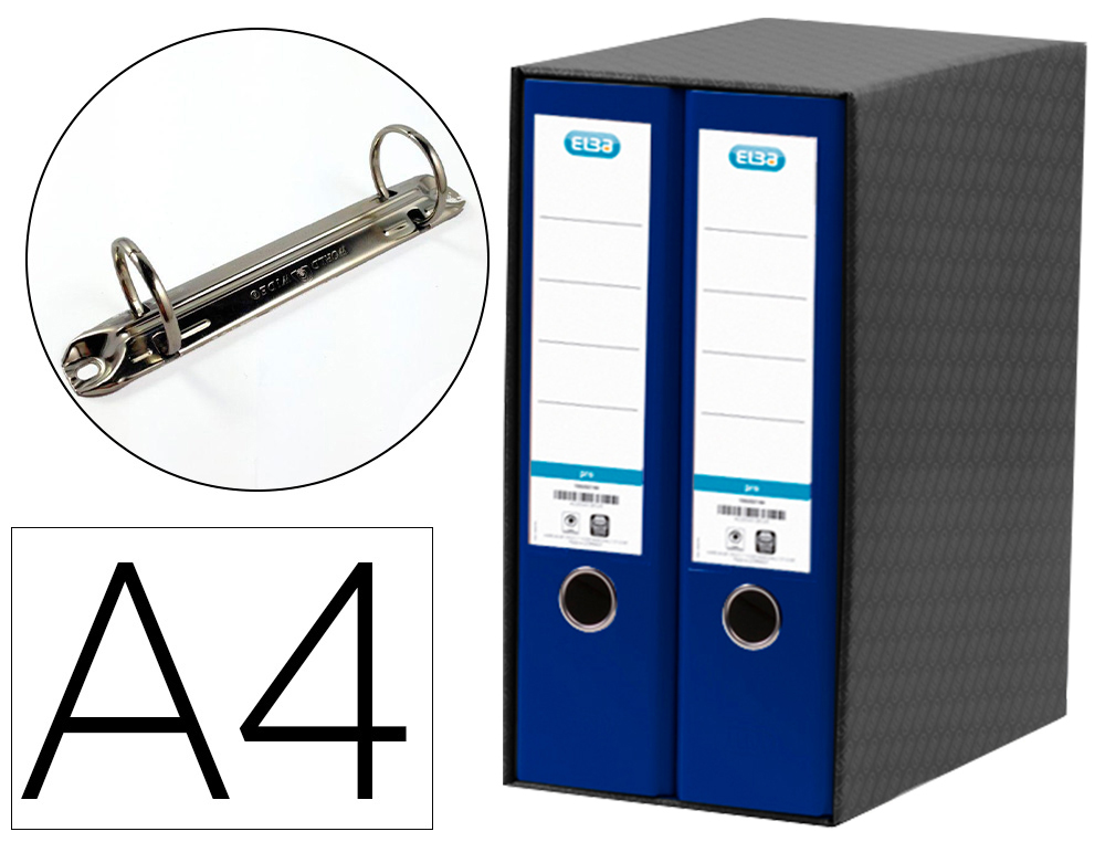 MODULO ELBA 2 PASTA DE ARQUIVO DE ALAVANCA DIN A4 COM RADO 2 ANEIS AZUL LOMBADA DE 80 MM