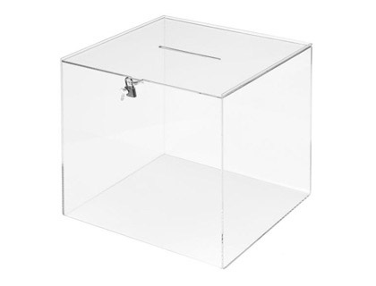 URNA ELEITORAL ARCHIVO 2000 QUADRADA COM CHAVE METACRILATO 3 MM 300X300X300 MM