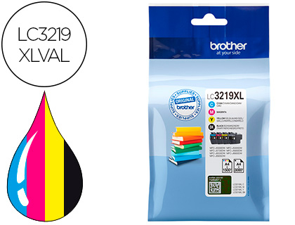 TINTEIRO BROTHER LC3219XLVAL UMLTIPACK 4 CORES PRETO / AMARELO / CIAN / MAGENTA ALTA CAPACIDADE 3000 PAG PRETO