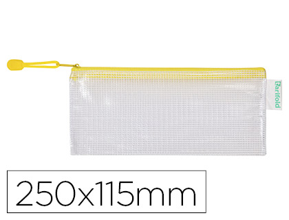 BOLSA MULTIUSOS TARIFOLD PVC 250X115 MM ABERTURA SUPERIOR COM FECHO PORTA ESFEROGRAFICA E CORREIA COR AMARELO