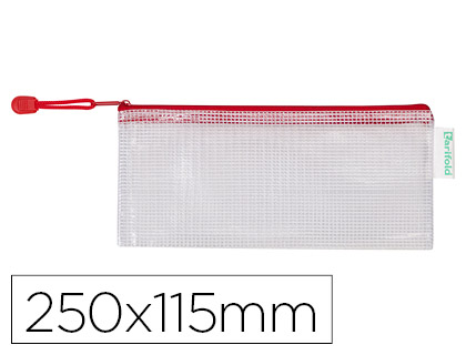 BOLSA MULTIUSOS TARIFOLD PVC 250X115 MM ABERTURA SUPERIOR COM FECHO PORTA ESFEROGRAFICA E CORREIA COR VERMELHO