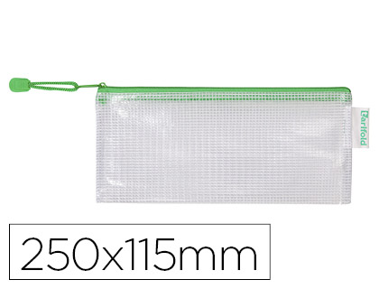 BOLSA MULTIUSOS TARIFOLD PVC 250X115 MM ABERTURA SUPERIOR COM FECHO PORTA ESFEROGRAFICA E CORREIA COR VERDE