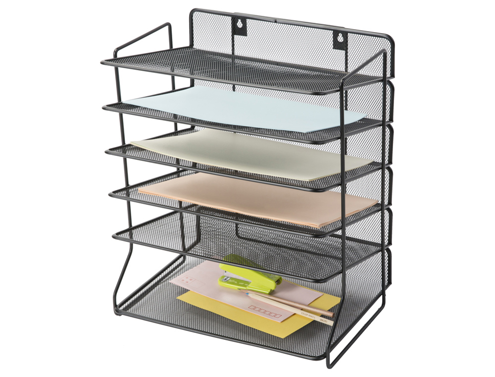 TABULEIRO DE SECRETARIA Q-CONNECT METALICA PRETA 6 BANDEJAS 325X230X390 MM