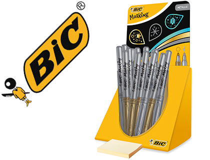 MARCADOR BIC MARKING METALICO PERMANENETE OURO/PRATA EXPOSITOR DE 24 UNIDADES SORTIDAS 168X125X149 MM