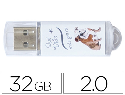 PEN DRIVE TECHONETECH FLASH DRIVE 32 GB 2.0 QUE VIDA MAS PERRA