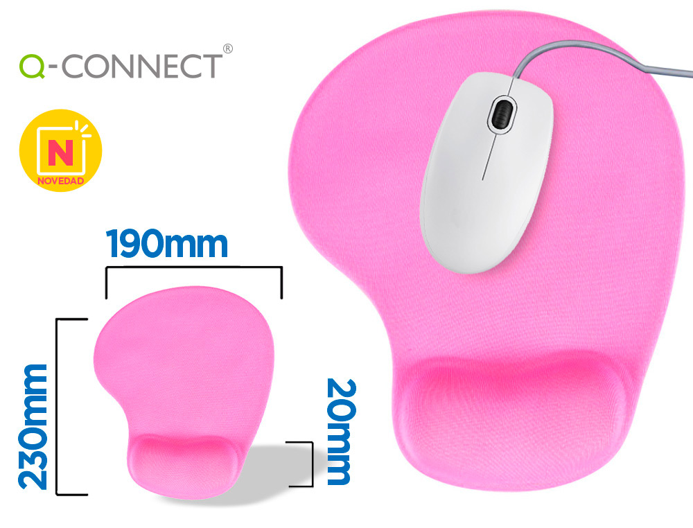 TAPETE PARA RATO Q-CONNECT COM APOIO DE PULSOS DE GEL COR ROSA