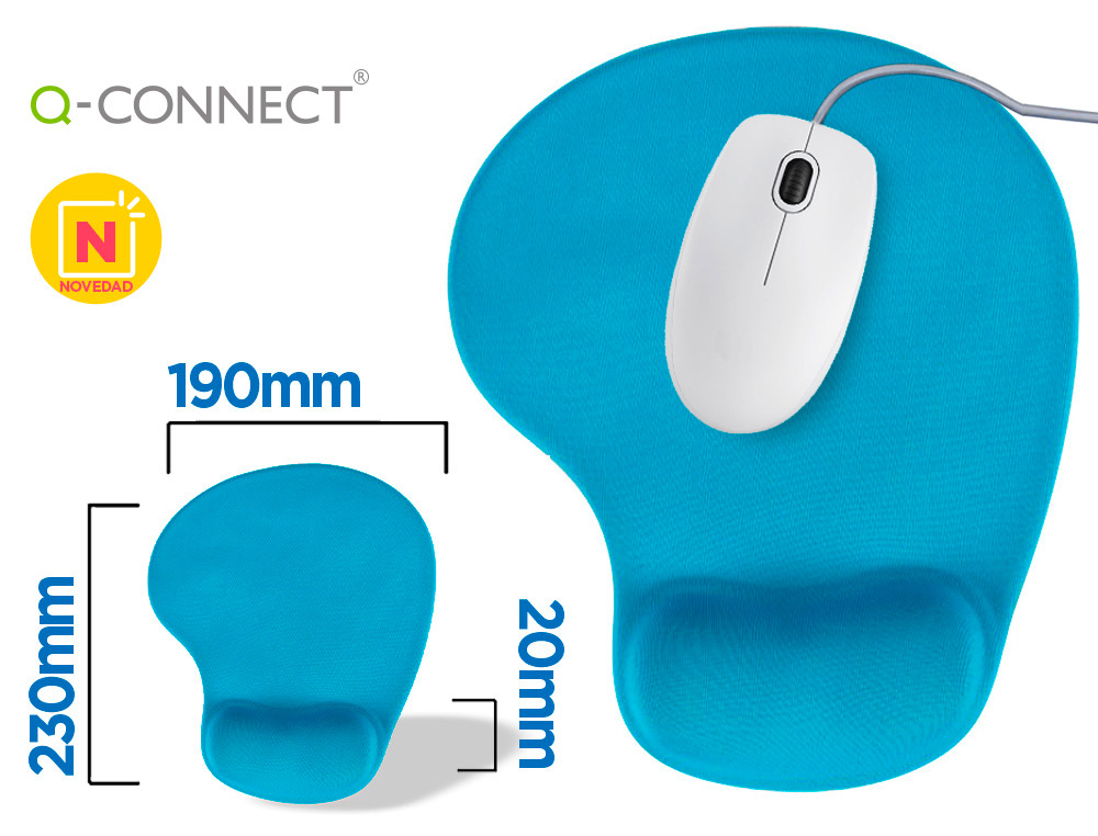 TAPETE PARA RATO Q-CONNECT COM APOIO DE PULSOS DE GEL COR TURQUESA