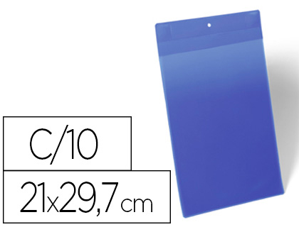 BOLSA DURABLE MAGNETICA 210X297 MM PLASTICO AZUL JANELA TRANSPARENTE PACK DE 10 UNIDADES