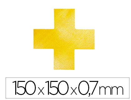 SIMBOLO ADESIVO DURABLE PVC FORMA DE CRUZ PARA DELIMITACAO DE CHAO AMARELO 150X150X0,7 MM PACK DE 10 UNIDADES