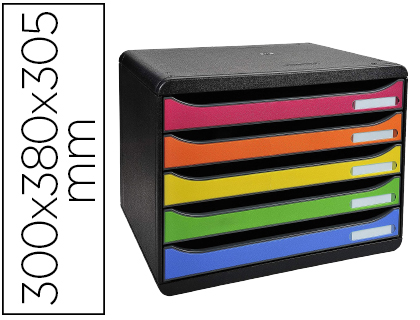 BLOCO CLASSIFICADOR DE SECRETARIA EXACOMPTA BIG-BOX PLUS APAISADA IDERAMA ARLEQUIN 5 GAVETAS MULTICOLOR 270X355X271 MM