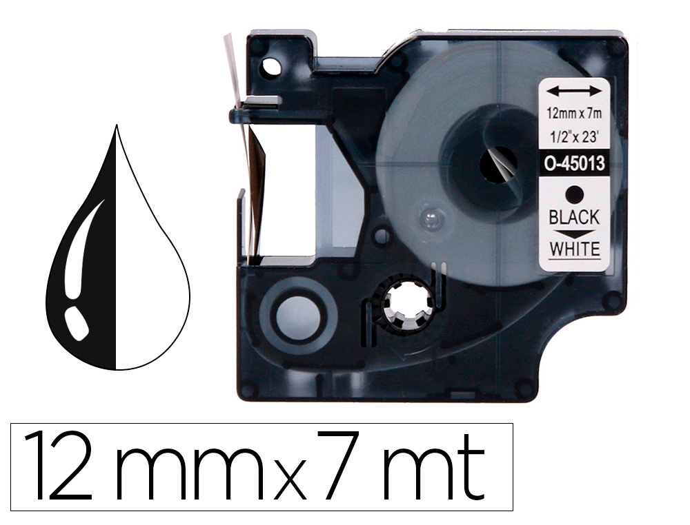 FITA Q-CONNECT 1000 PRETA-BRANCA 12MM X 7MT D1