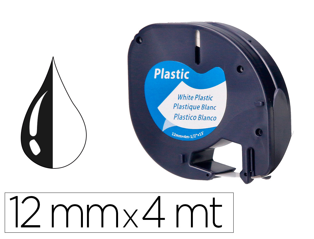 FITA Q-CONNECT 12MM X 4MT PRETA-BRANCA PEROLA PARA MAQUINA LETRATAG
