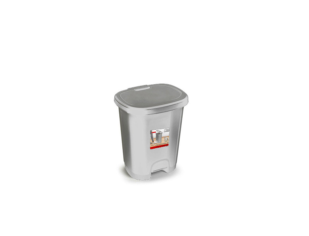CONTENTOR PLASTICFORTE PLASTICO COM PEDAL 18 LITROS COR PRATA 330X280X405 MM
