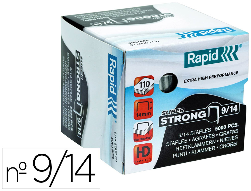 AGRAFES RAPID SUPER STRONG GALVANIZADOS N 9/14 CAIXA DE 5000 UNIDADES