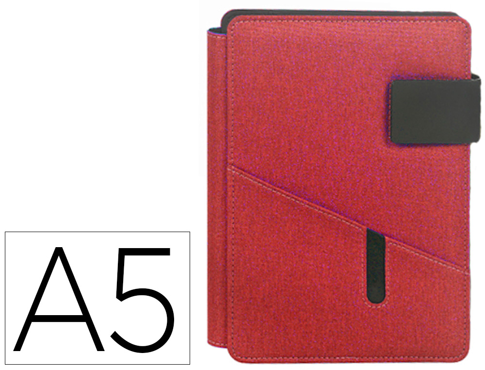 PORTA NOTAS CARCHIVO VENTURE DIN A5 COM SUPORTE PARA SMARTPHONE CADERNO COR VERMELHO