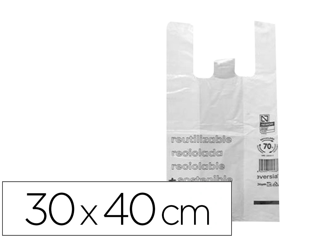 BOLSA RECICLADA 70% BRANCA 50 MC 30X40 CM APTA LEGISLACAO DE BOLSAS 2021