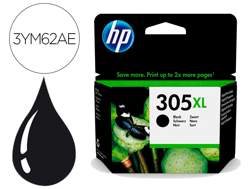 TINTEIRO HP 305XL DESKJET 1210 / 1212 / 1255 / 2732 / 2752 / 4155 / 4158 ENVY 6020 / 6052 /6055 / 6420 PRETO 240
