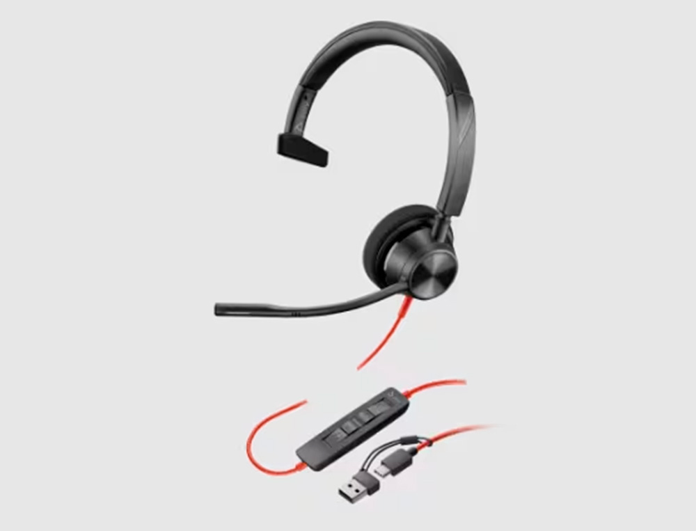AURICULAR PLANTRONICS BLACKWIRE 3310 DIADEMA MONAURAL CABO USB-A