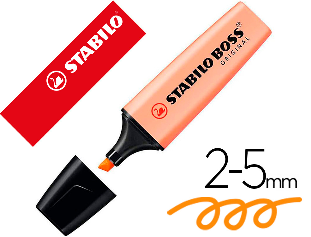 MARCADOR STABILO BOSS FLUORESCENTE 70 PASTEL LARANJA PALIDO