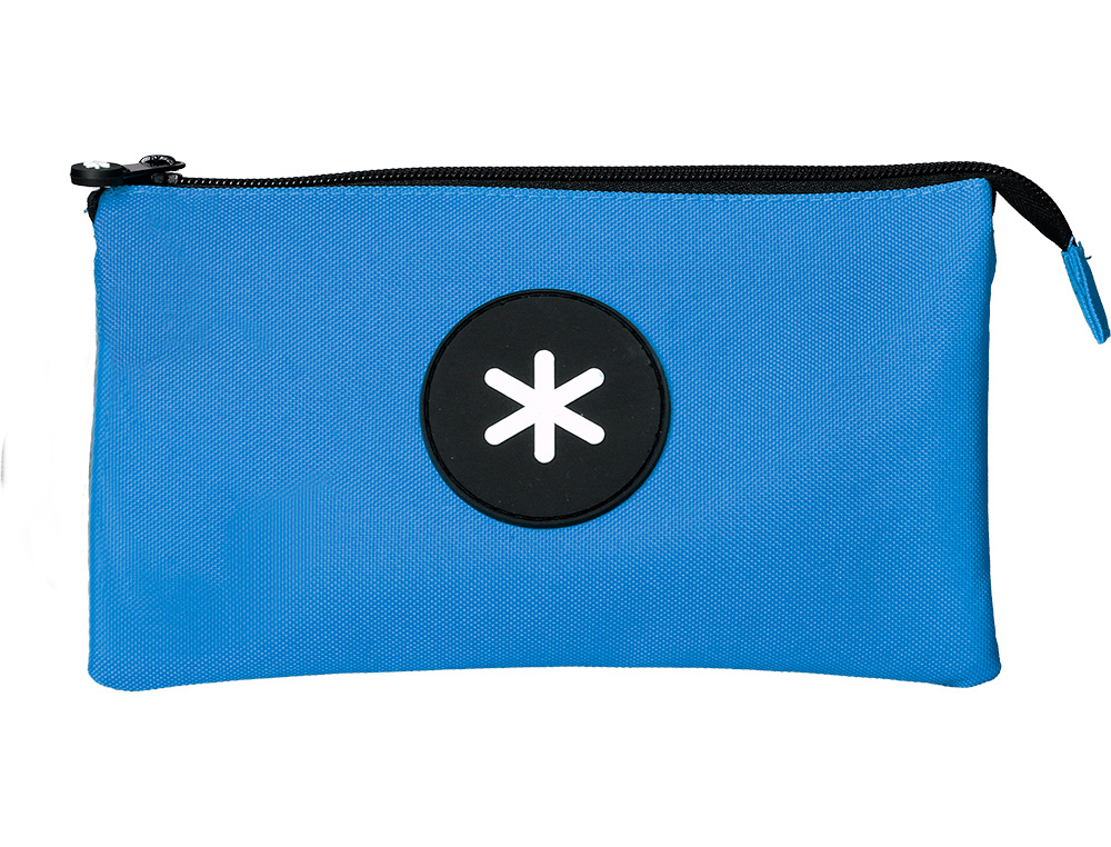 ESTOJO ESCOLAR ANTARTIK TRIPLO FECHO COR AZUL 220X30X120 MM