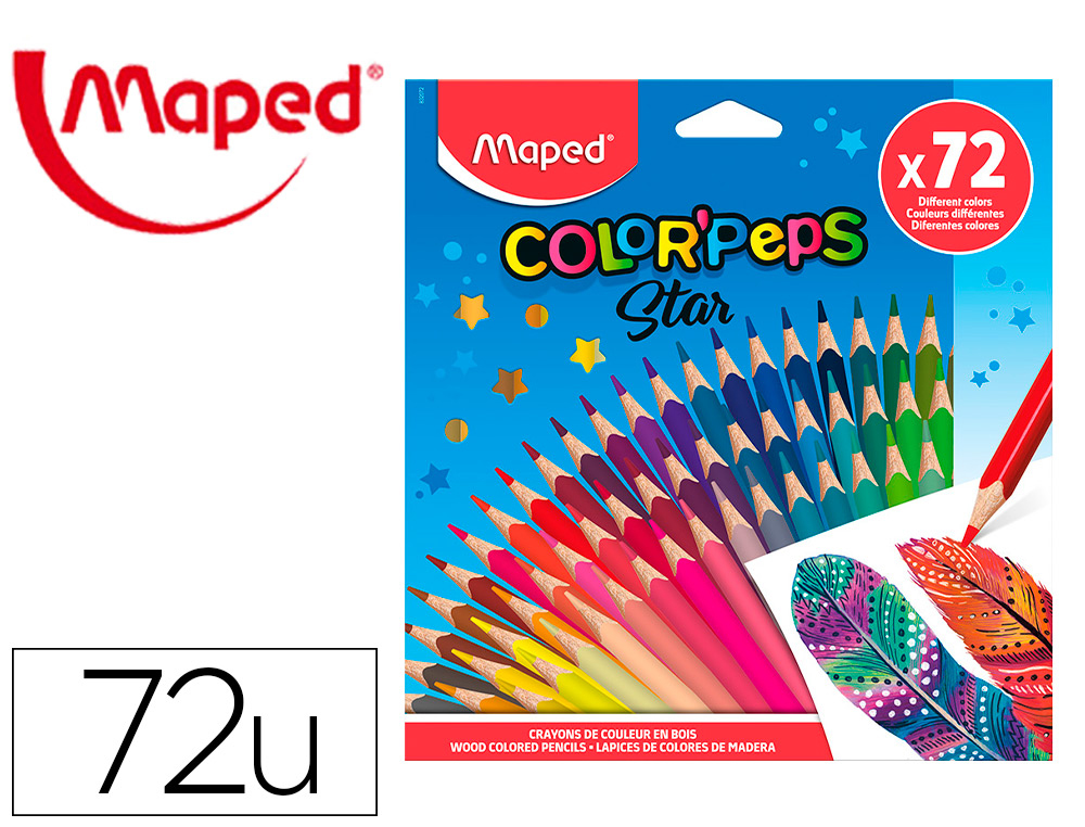 LAPIS DE COR MAPED COLOR PEPS STAR CAIXA DE 72 CORES SORTIDAS