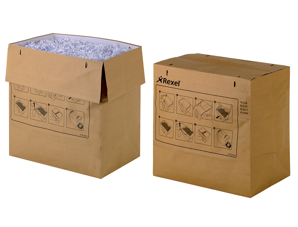 BOLSA DE RESIDUOS REXEL RECICLAVEL PARA DESTRUIDORA AUTO+ 750X/750M CAPACIDADE 115 L PACK DE 50 UNIDADES 368X488X293 MM