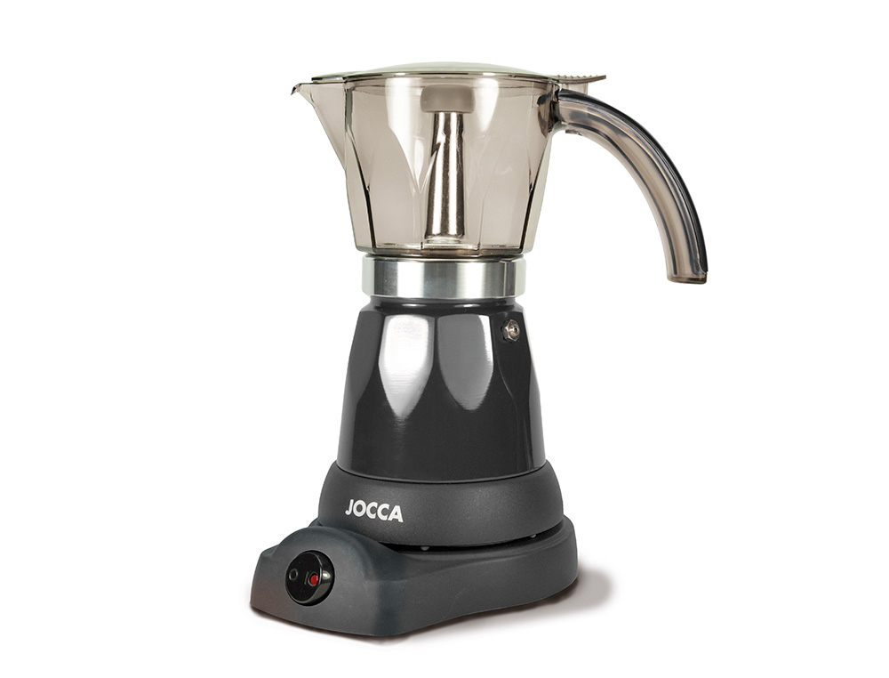 CAFETEIRA JOCCA ITALIANA ELETRICA CAPACIDADE 6 TACAS JARRA TRANSPARENTE SEM CABOS 220-240V COR PRETO 260X250X140 MM