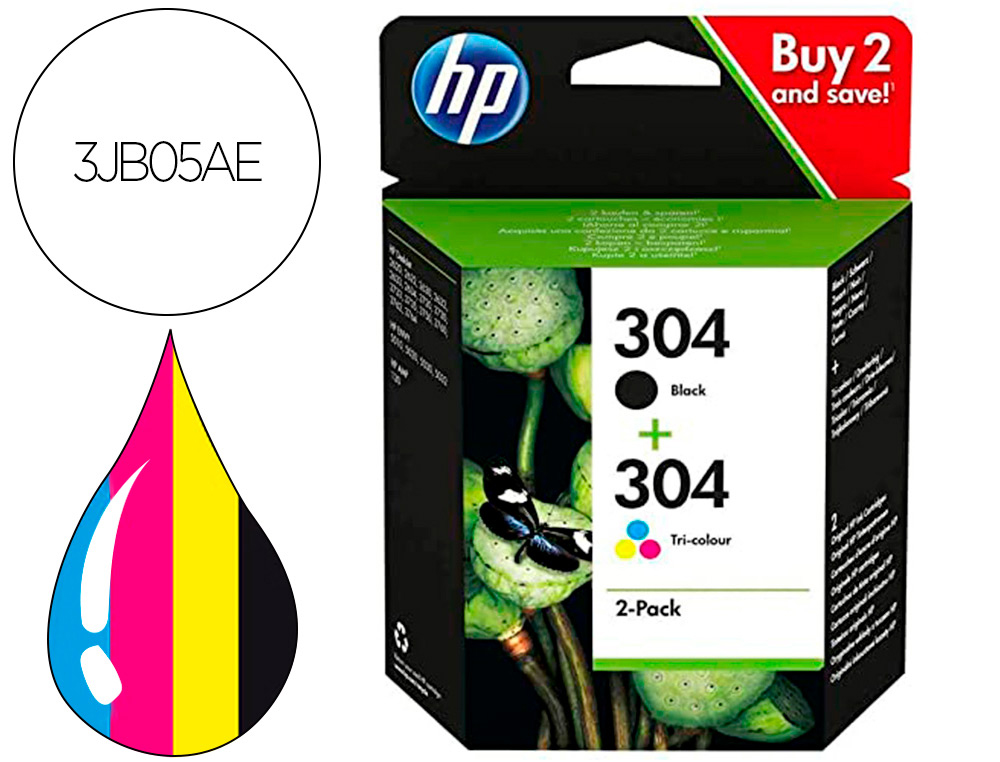 TINTEIRO HP 304 3JB05AE DESKJET 2620 / 2630 / 3720 / 3730 / 3750 / 3760 / ENVY 5010 / 5020 / 5030 MULTIPACK