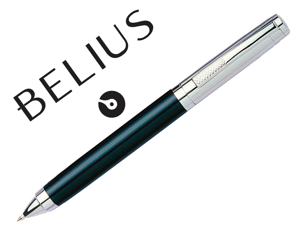 ESFEROGRAFICA BELIUS FRANKFURT PRETA E PRATA TINTA AZUL EM ESTOJO