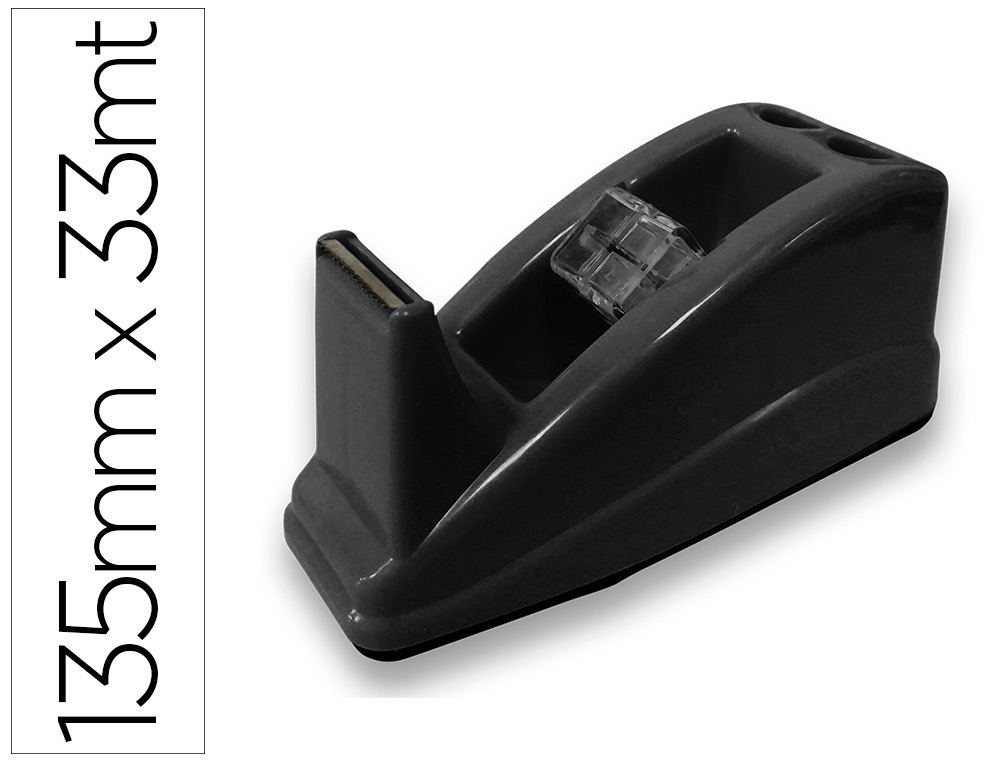 DESENROLADOR SECRETARIA Q-CONNECT PLASTICO PARA FITAS DE 33 MT COR PRETO 135X58X60 MM