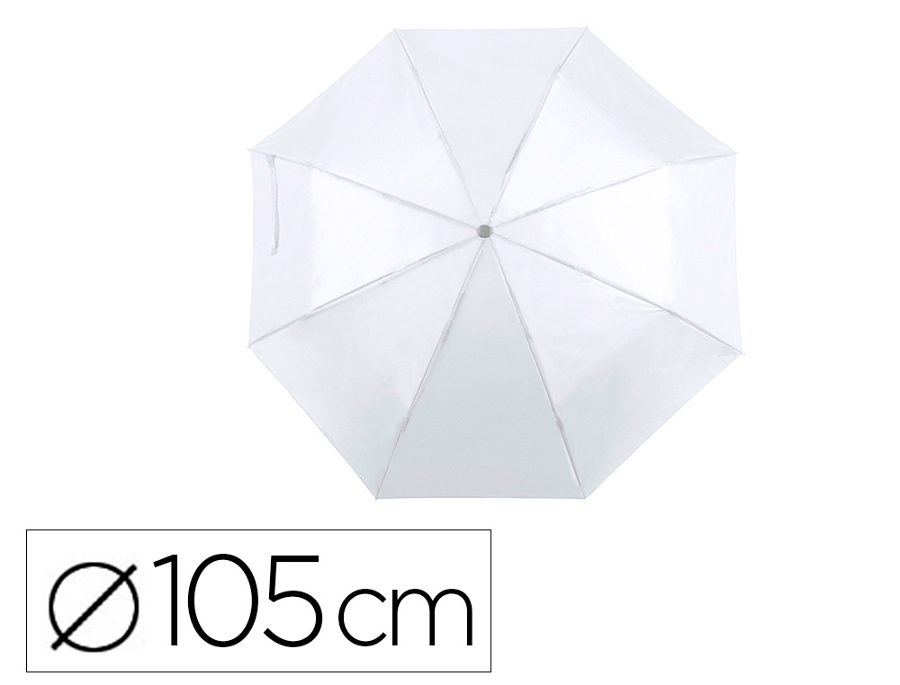 GUARDA-CHUVA DE POLIESTER 105 CM DE DIAMETRO ABERTURA MANUAL FECHO COM VELCRO SUAVE PEGA DE MADEIRA BRANCO