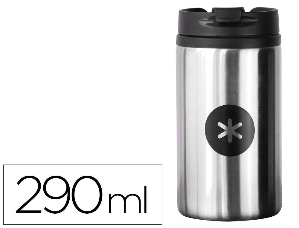 COPO ANTARTIK ACO INOXIDAVEL COM TAMPA DOSIFICADORA DE SEGURANCA E BASE ACOLCHOADA 290 ML COR PRATA