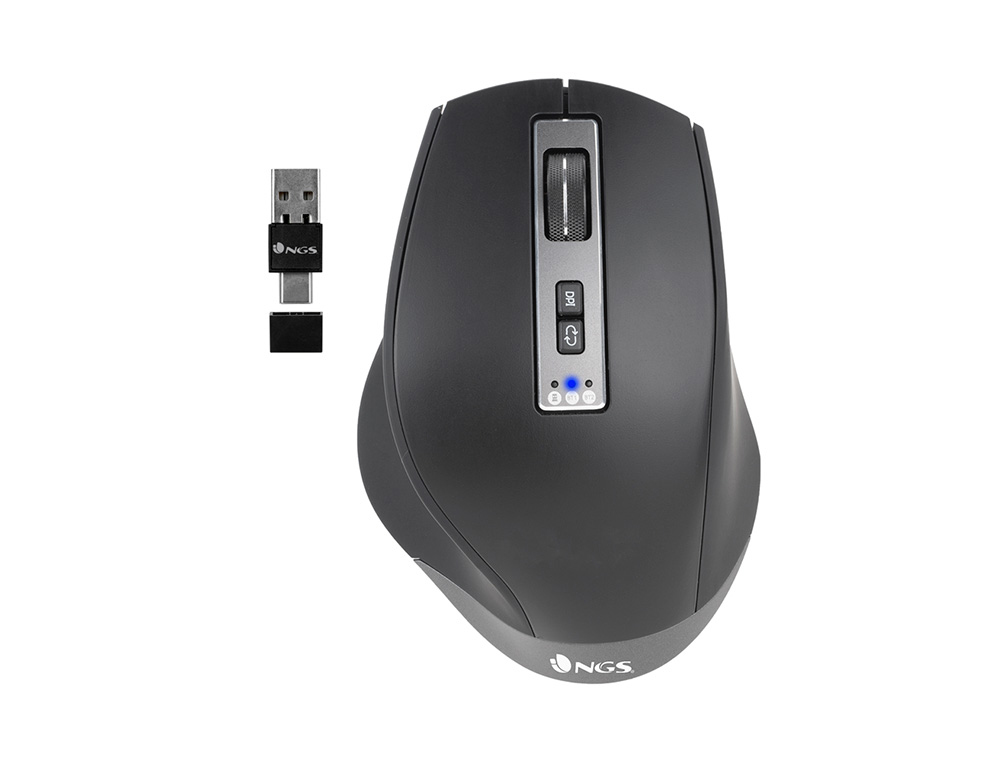 RATO NGS BLUR OTICO 800/1600/3200 DPI SEM FIOS MULTIMODE 6 BOTOES RECETOR USB-A + USB-C 2,4 GHZ COR PRETO