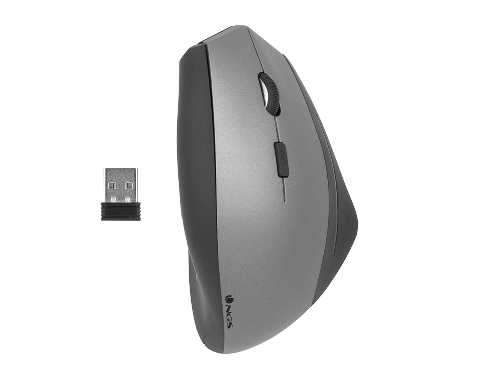 RATO NGS EVO ZEN OTICO ERGONOMICO 800/1200/1600 DPI SEM FIOS 5 BOTOES RECETOR USB 2,4 GHZ COR CINZA