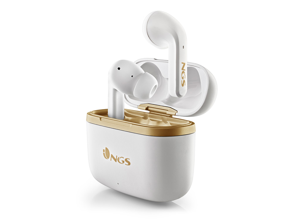 AURICULAR NGS ARTICA TROPHY SEM FIOS ALCANCE 10 M BASE DE CARGA CONTROLO TATIL AUTONOMIA 20 HORAS USB-C COR BRANCO