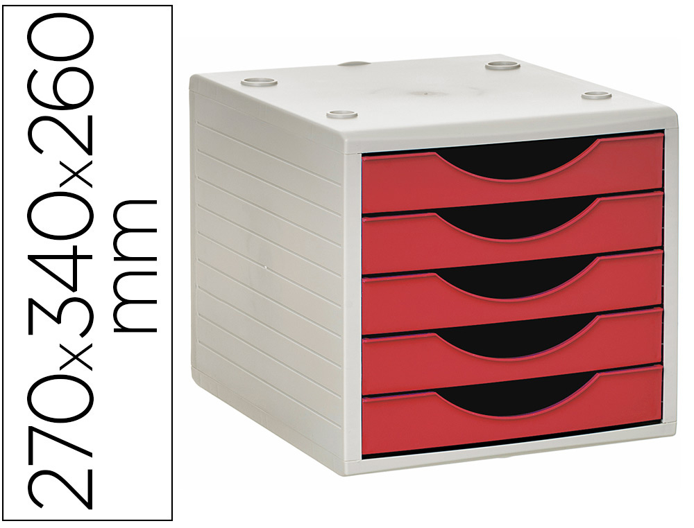 BLOCO CLASSIFICADOR DE GAVETAS ARCHIVO 2000 5 GAVETAS COR VERMELHO OPACO 270X340X260 MM