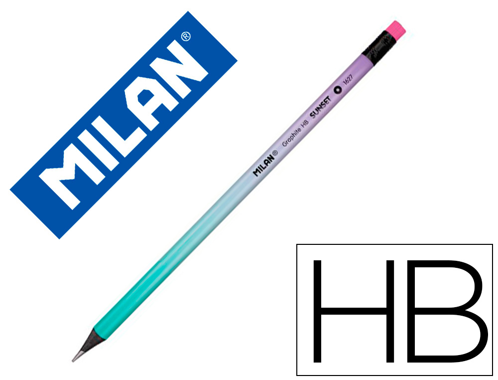 LAPIS DE GRAFITE MILAN SUNSET HB MADEIRA DE TILO PRETA COM BORRACHA CORES SORTIDAS