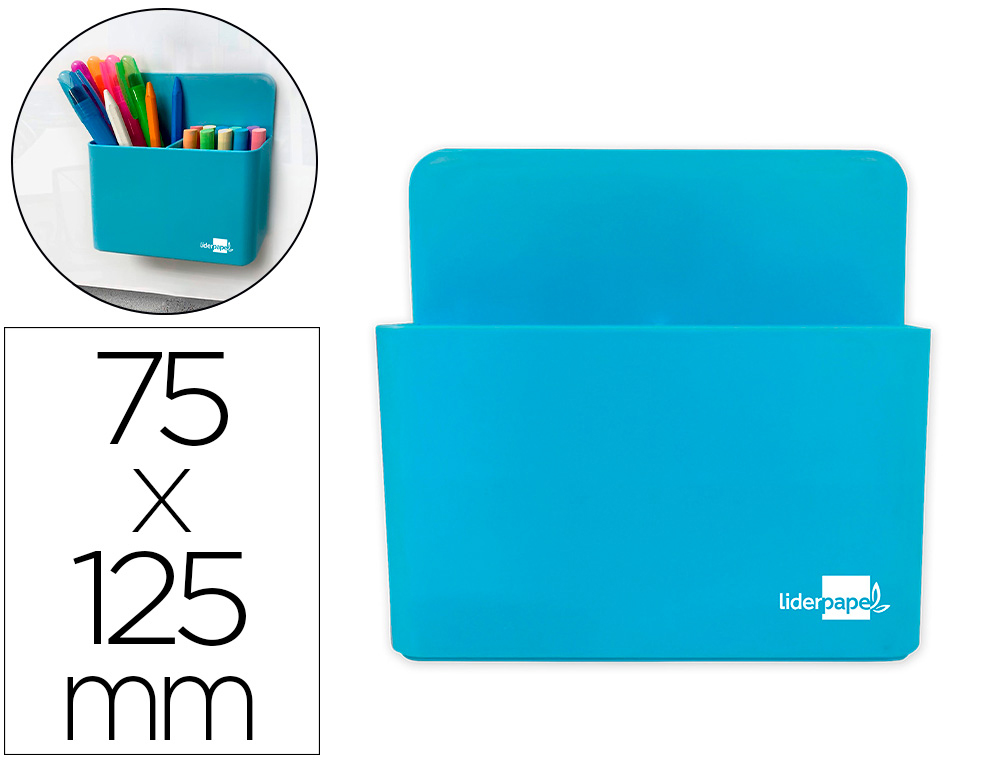 PORTA LAPIS LIDERPAPEL PLASTICO MAGNETICO COR AZUL 125X75X40 MM