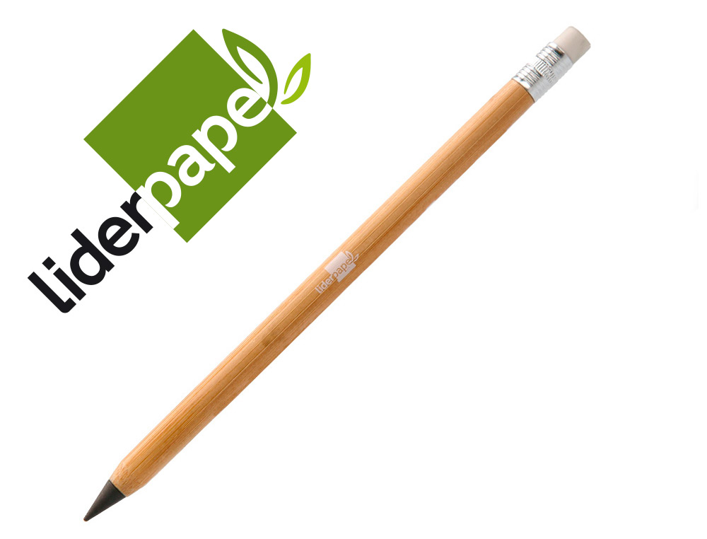 LAPIS DE GRAFITE LIDERPAPEL EVERLASTING COM BORRACHA REDONDO BAMBU ECOLOGICO GRANDE DURABILIDADE NAO NECESSITA AFIAR