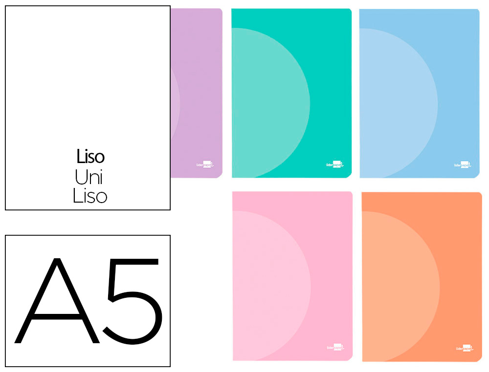 CADERNO AGRAFADO LIDERPAPEL 360 CAPA DE PLASTICO DIN A5 48 F 90 GR LISO SEM MARGEM CORES PASTEL SORTIDAS