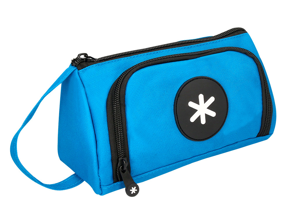 ESTOJO ESCOLAR ANTARTIK COM BOLSO FRONTAL DESDOBRAVEL COR AZUL 110X85X200 MM